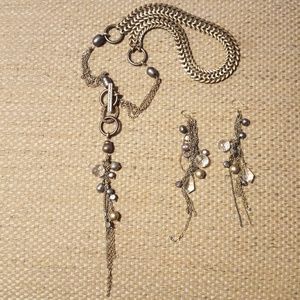 Necklace earring set K Cole Crystal Pearl Rineston